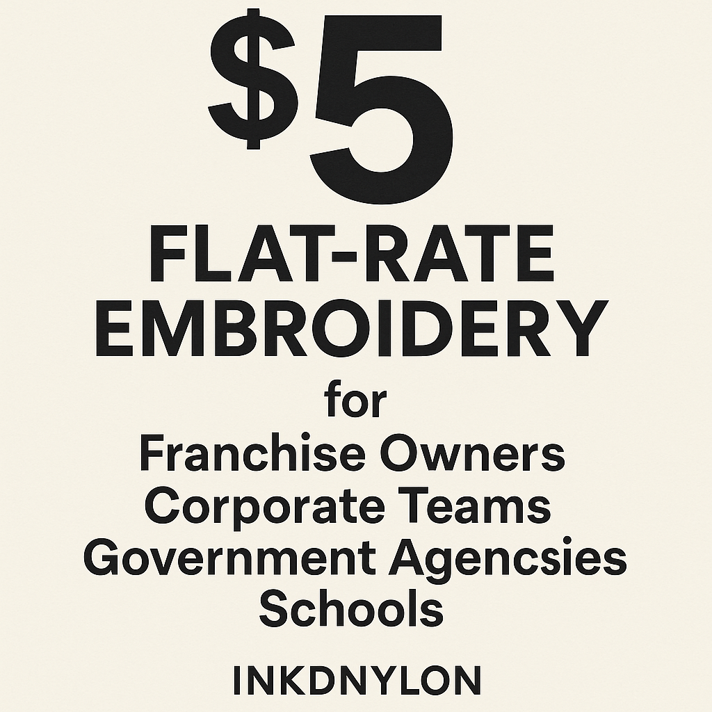 $5 flat rate embroidery