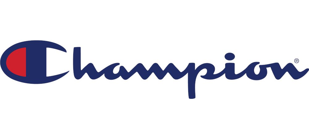 Champion logo with red and blue design on a white background