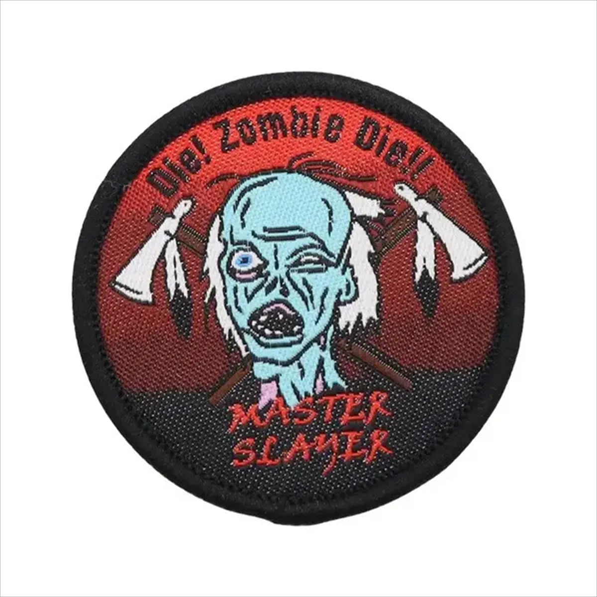 woven die zombie die red and black patch