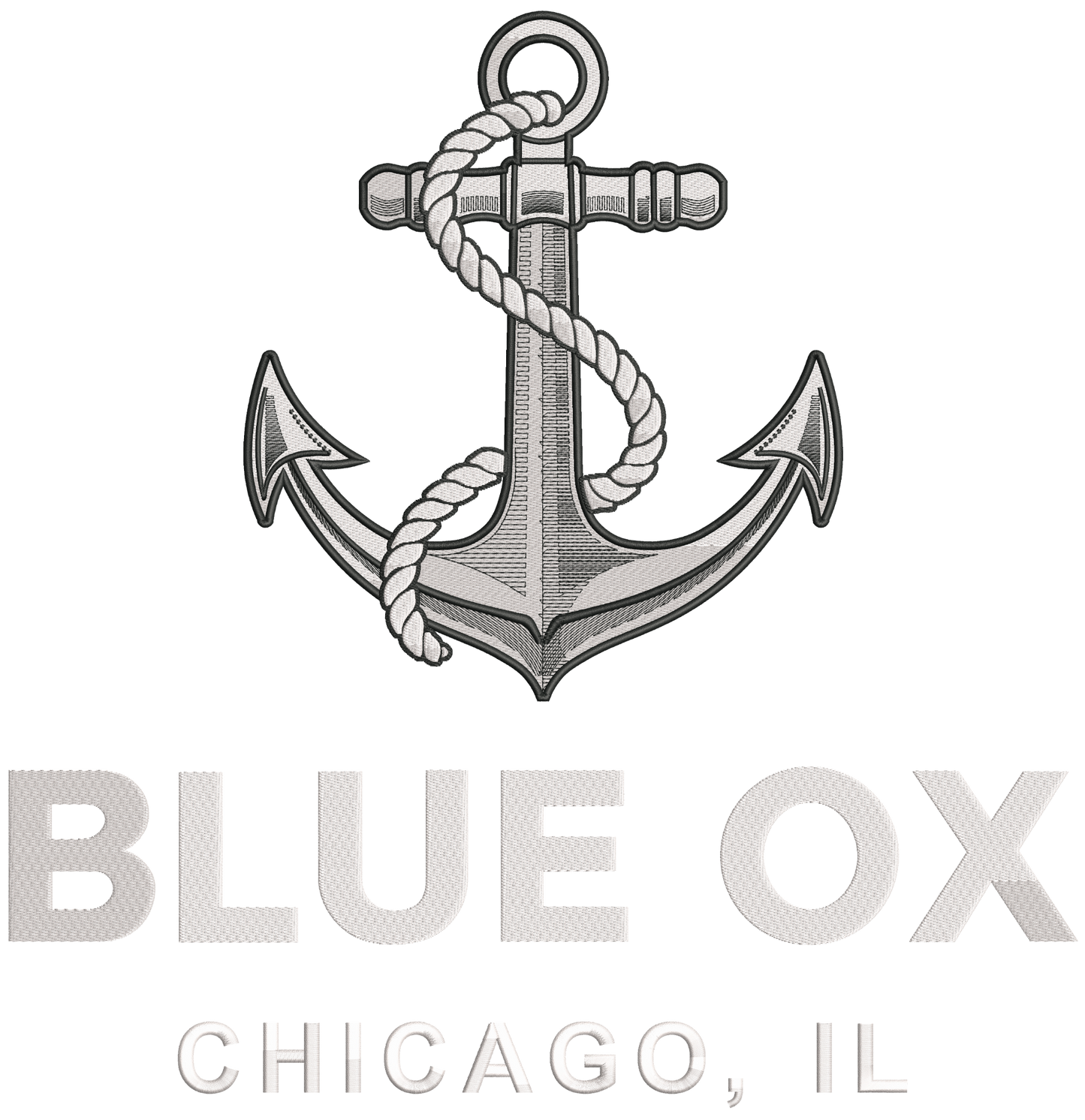 Anchor logo with 'Blue Ox' and 'Chicago, IL' text on a white background