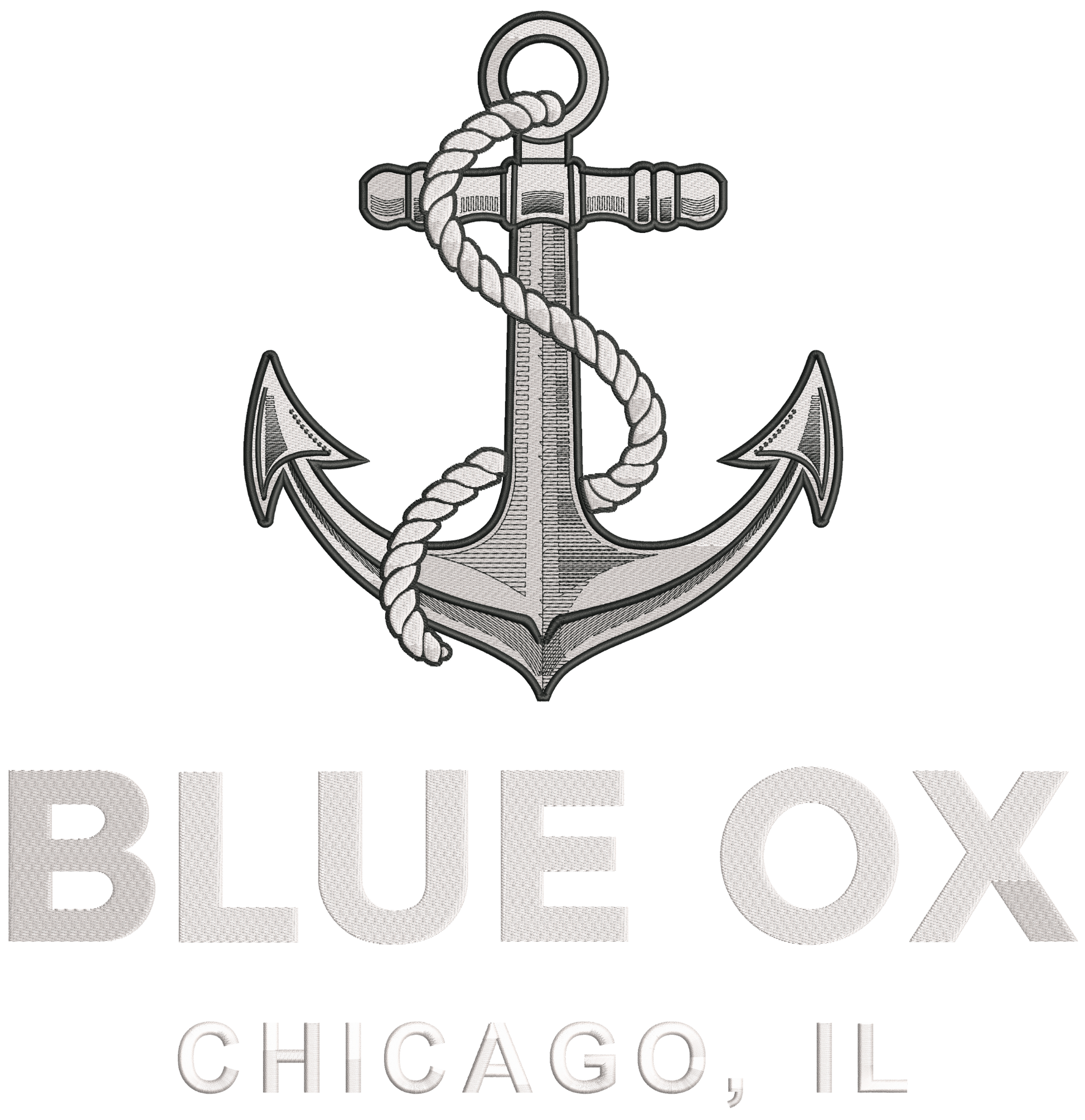 Anchor logo with 'Blue Ox' and 'Chicago, IL' text on a white background