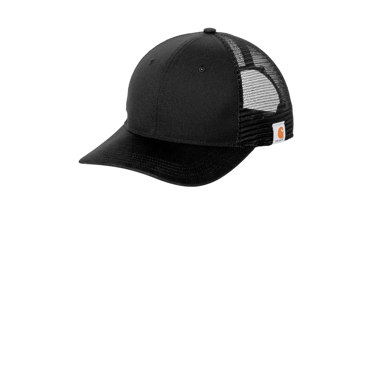 Black cap with mesh back on a white background
