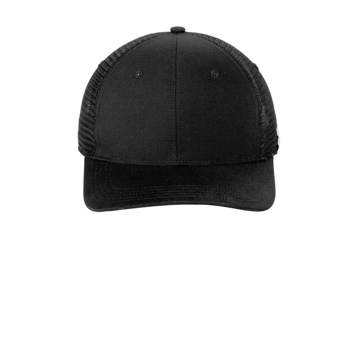 Black trucker cap on a white background