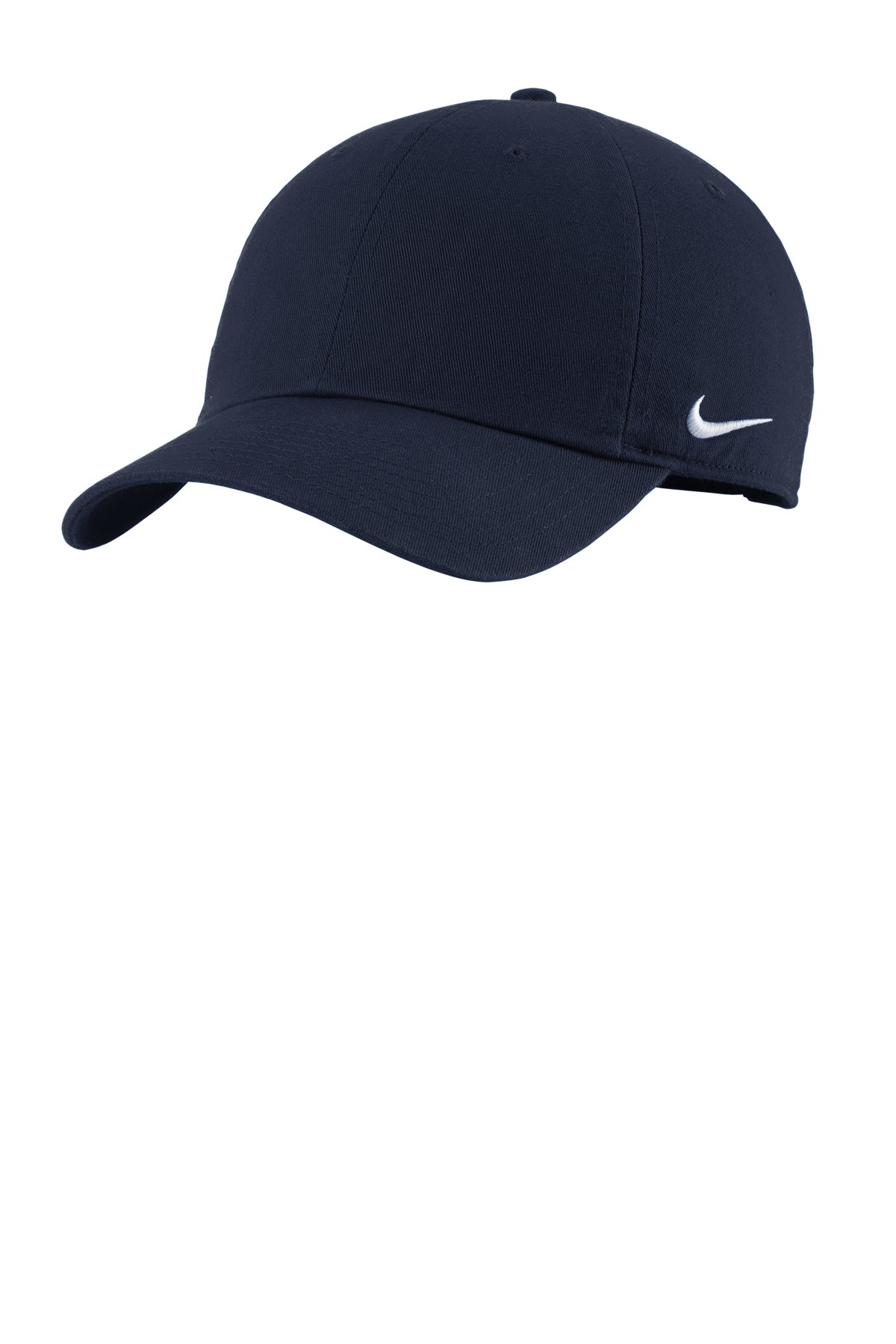 Custom Nike Heritage86 cap with 1-color embroidered logo, breathable eyelets, cotton twill, and adjustable fit