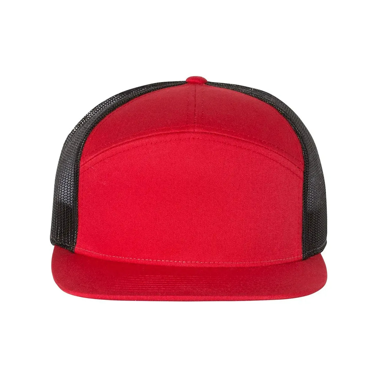 Red cap with black mesh back on a white background