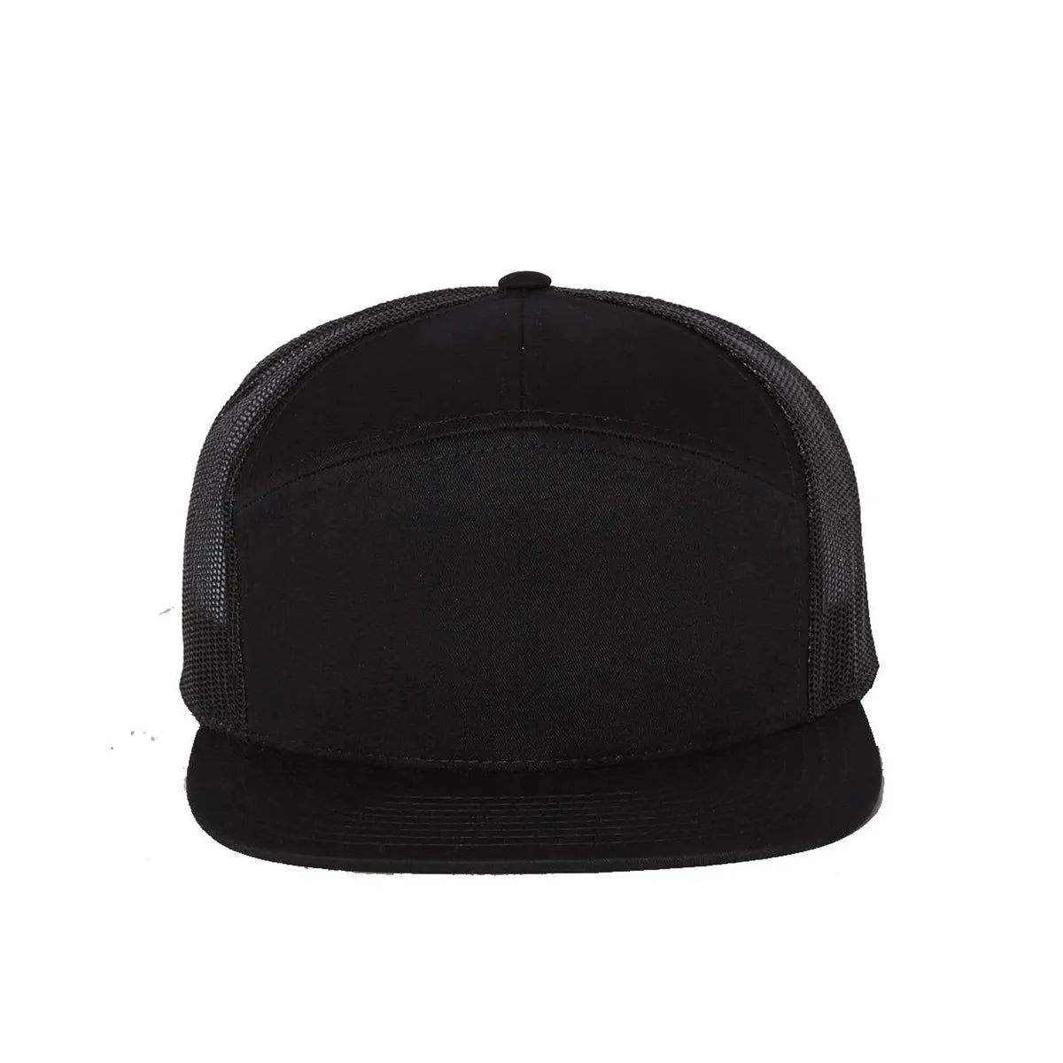 Black cap with mesh back on a white background