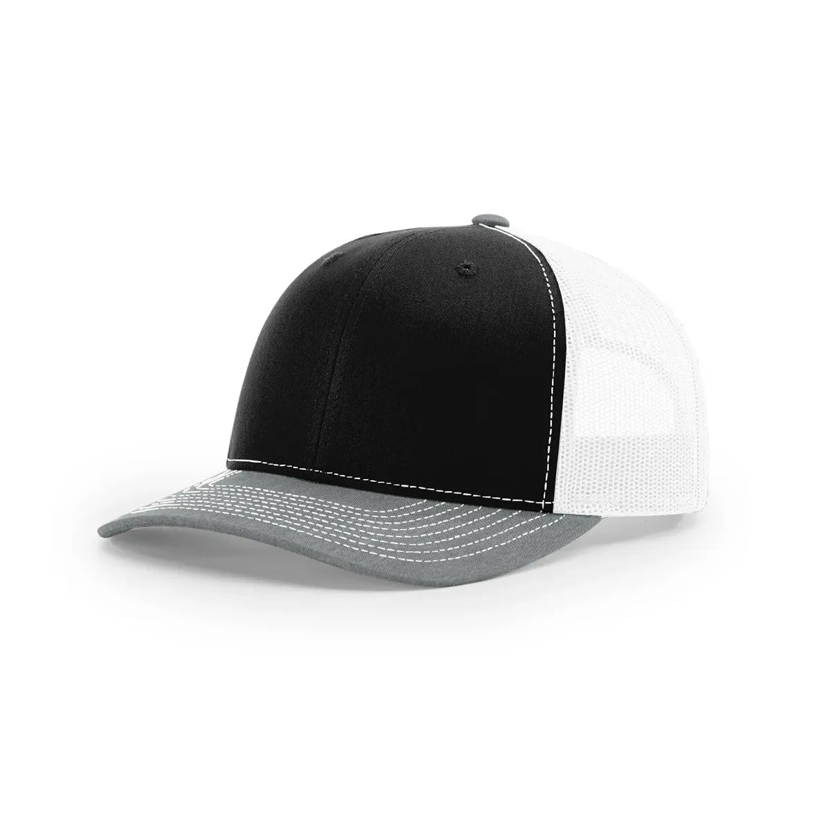 richardson cap black with grey bill.