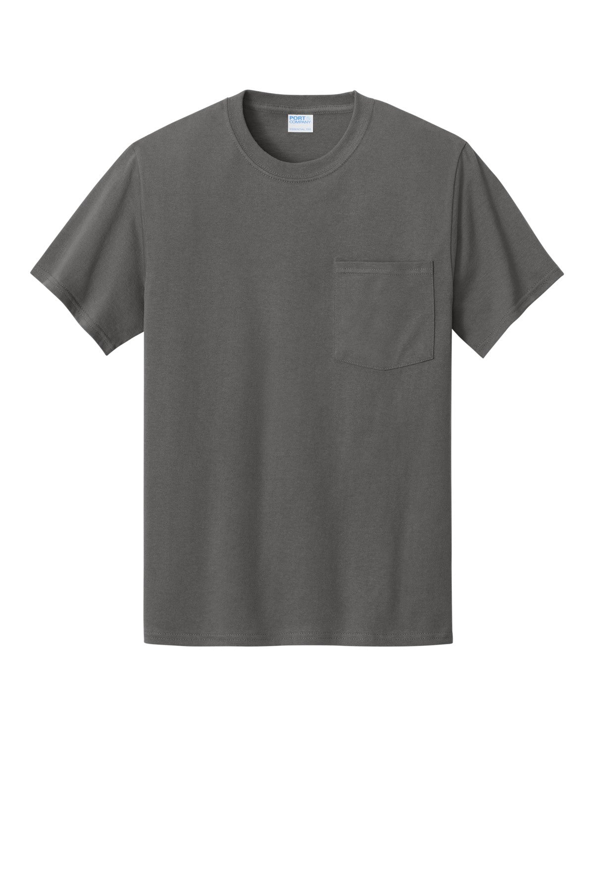 Gray t-shirt with a pocket on a white background